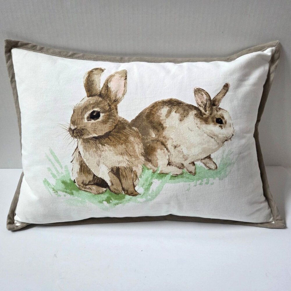 Pottery Barn Pillow Pasture Bunny Rabbit Easter Spring Farmhouse 14x20